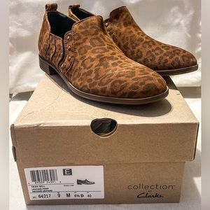 Collection by Clark’s, Leopard Studded Booties, Trish Bell, Size 9M, Brand New